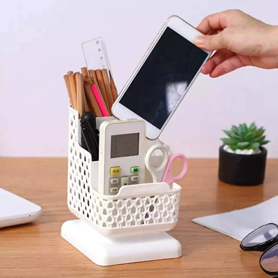 Desk Organizer Imitation Rattan Compact Plastic Holder