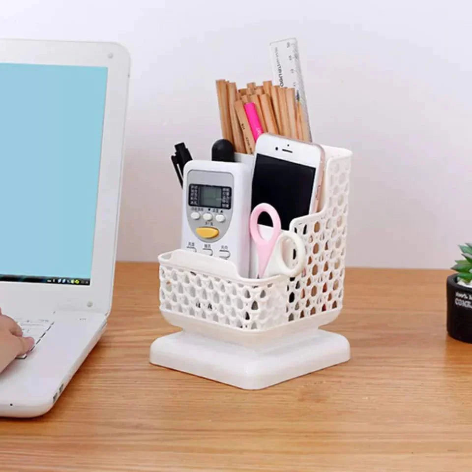 Desk Organizer Imitation Rattan Compact Plastic Holder