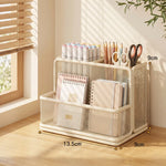 Desk Organizer Metal Mesh Three Angled Compartments Two Shelves non-slip Base