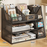 Desk Organizer Metal Mesh Three Angled Compartments Two Shelves non-slip Base