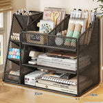 Desk Organizer Metal Mesh Three Angled Compartments Two Shelves non-slip Base