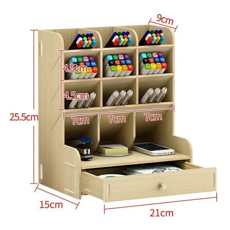 Desk Organizer Wooden Segmented 45-Degree Angled Insert