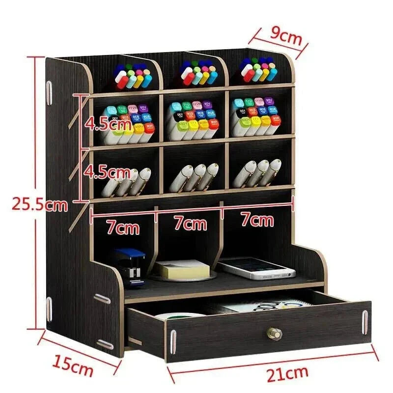Desk Organizer Wooden Segmented 45-Degree Angled Insert