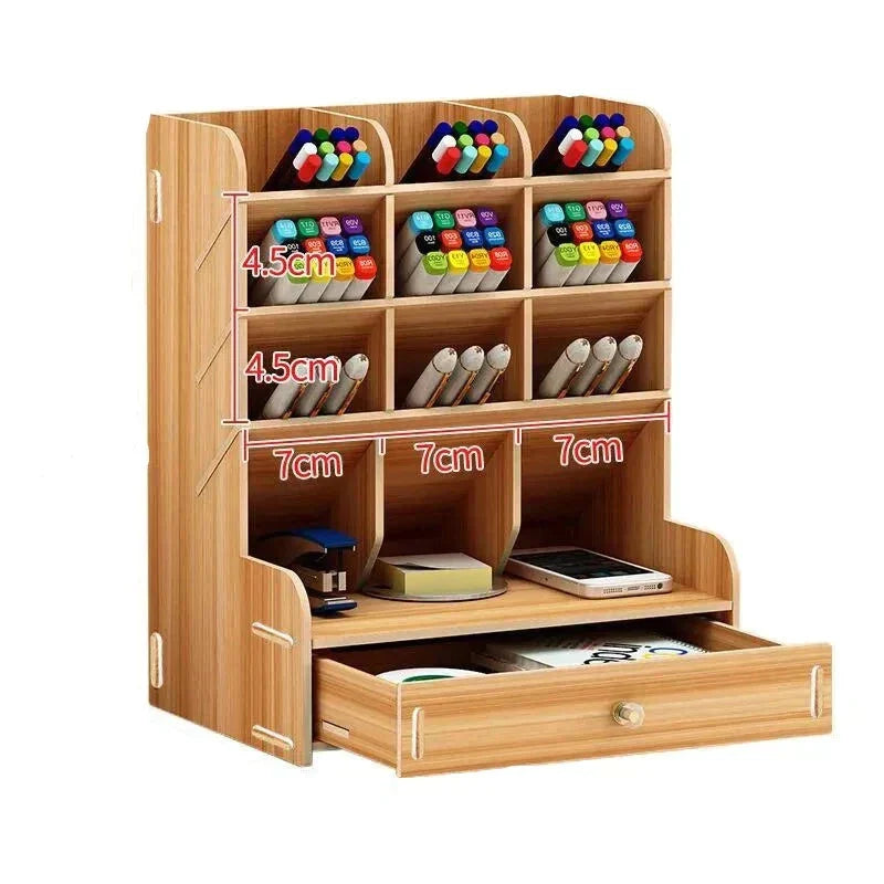 Desk Organizer Wooden Segmented 45-Degree Angled Insert