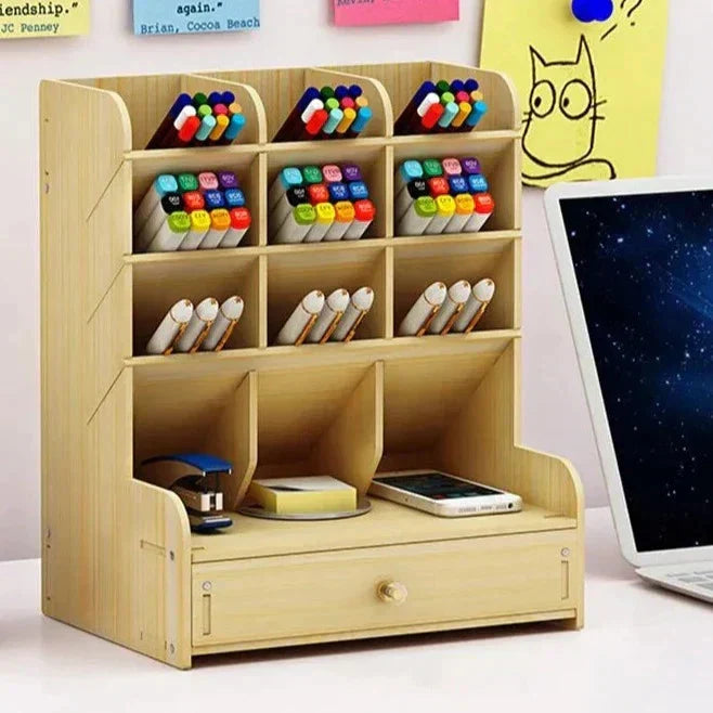 Desk Organizer Wooden Segmented 45-Degree Angled Insert