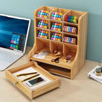 Desk Organizer Wooden Segmented 45-Degree Angled Insert
