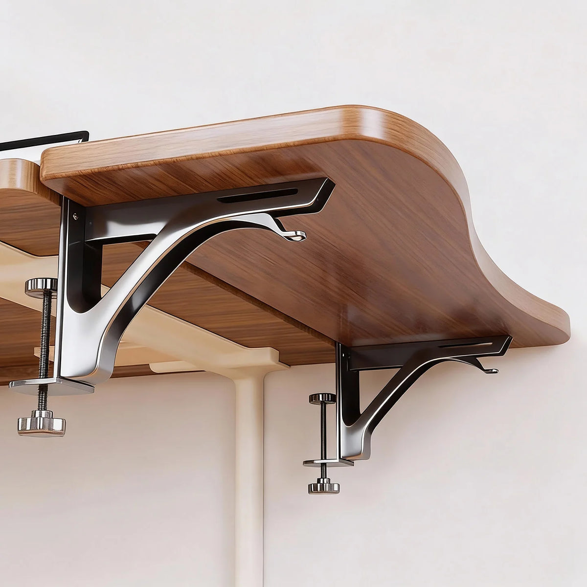 Desk Side Shelf Clamp-On Foldable Space-Saving