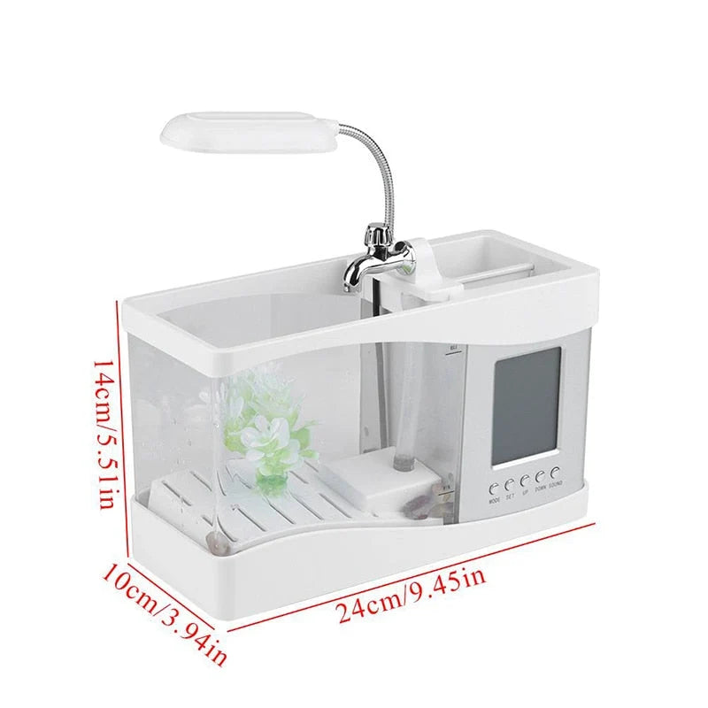 Desktop Aquarium LCD Clock & Colorful LED Lighting
