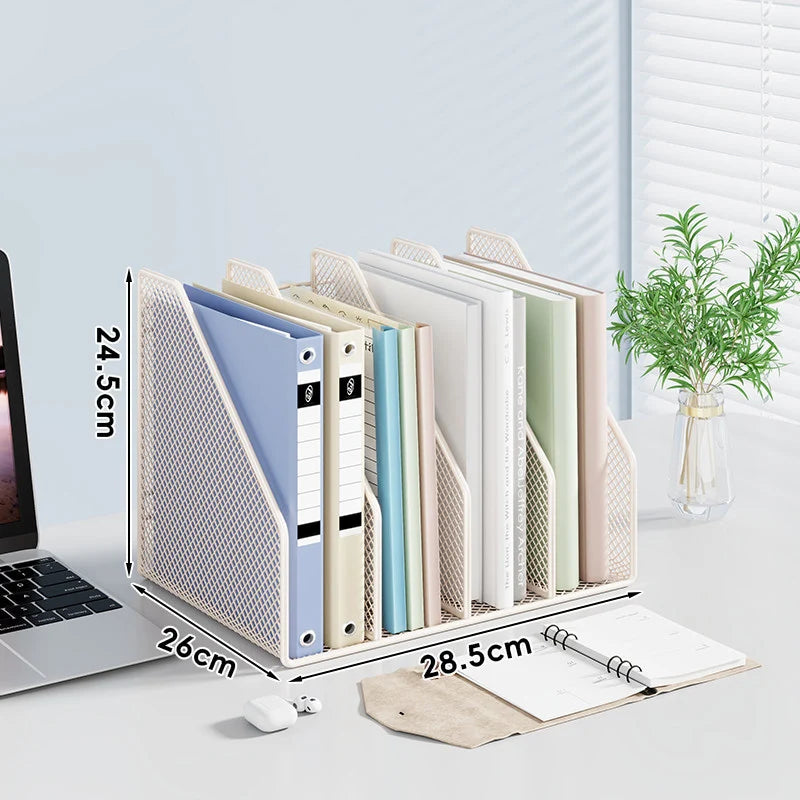 Desktop File Organizer Metal Mesh Vertical Non-Slip Base