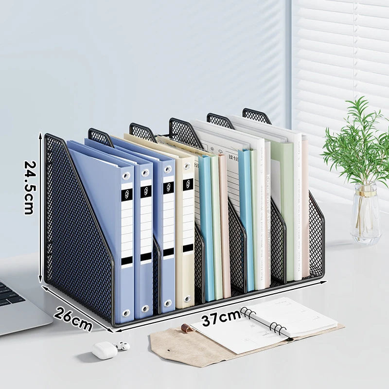 Desktop File Organizer Metal Mesh Vertical Non-Slip Base