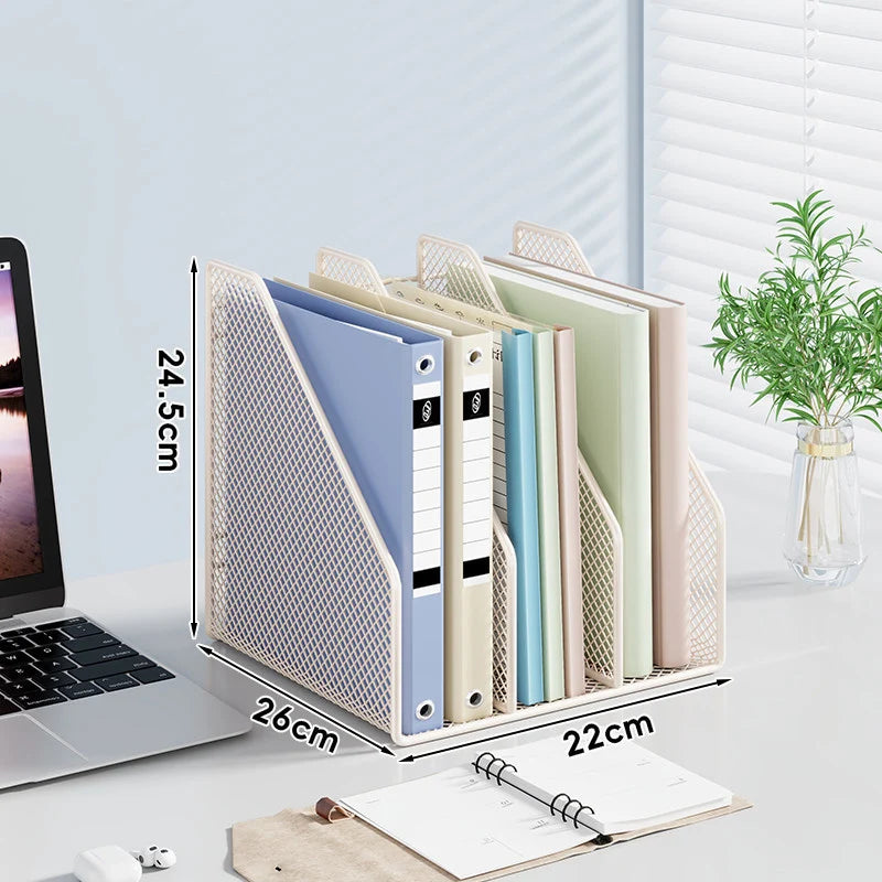 Desktop File Organizer Metal Mesh Vertical Non-Slip Base