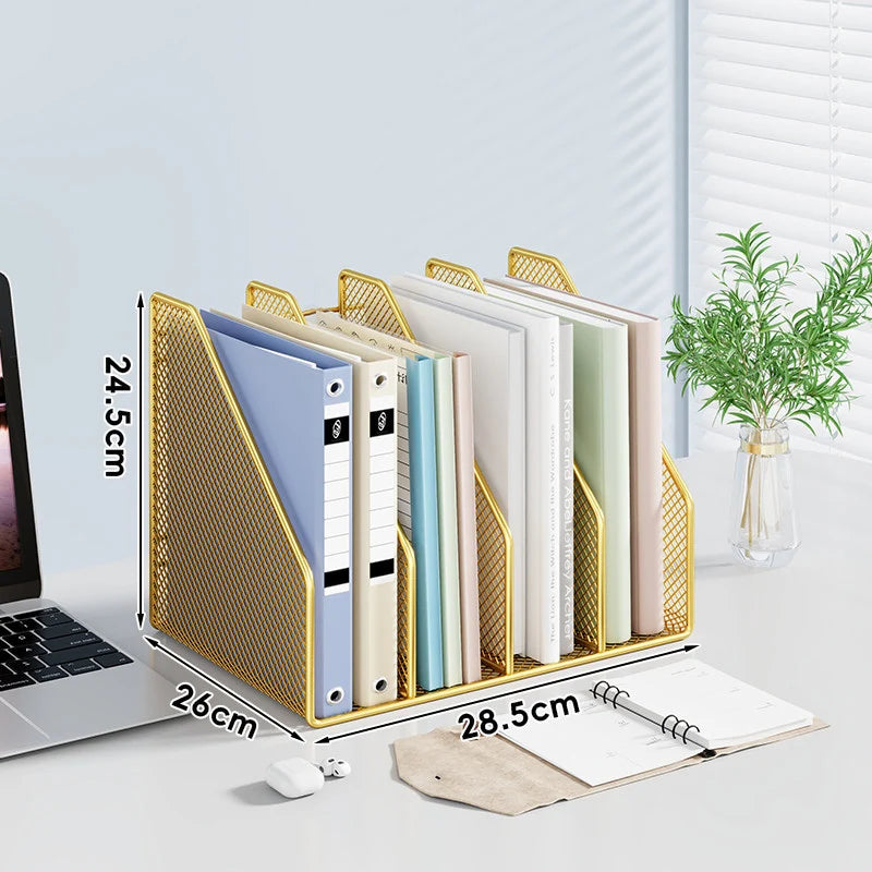 Desktop File Organizer Metal Mesh Vertical Non-Slip Base