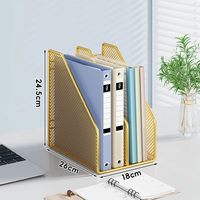 Desktop File Organizer Metal Mesh Vertical Non-Slip Base