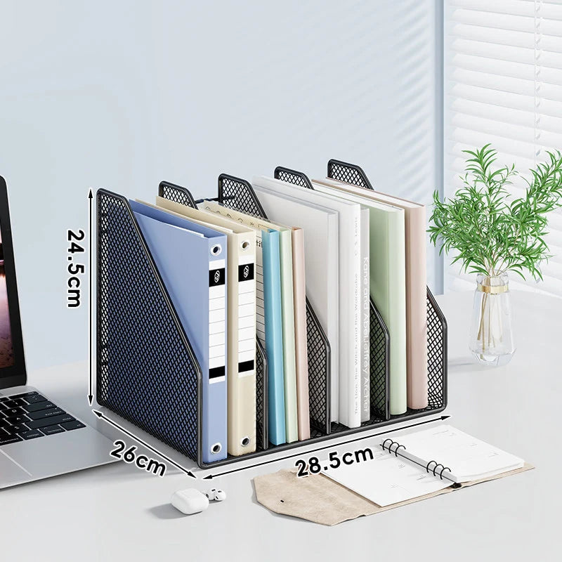 Desktop File Organizer Metal Mesh Vertical Non-Slip Base