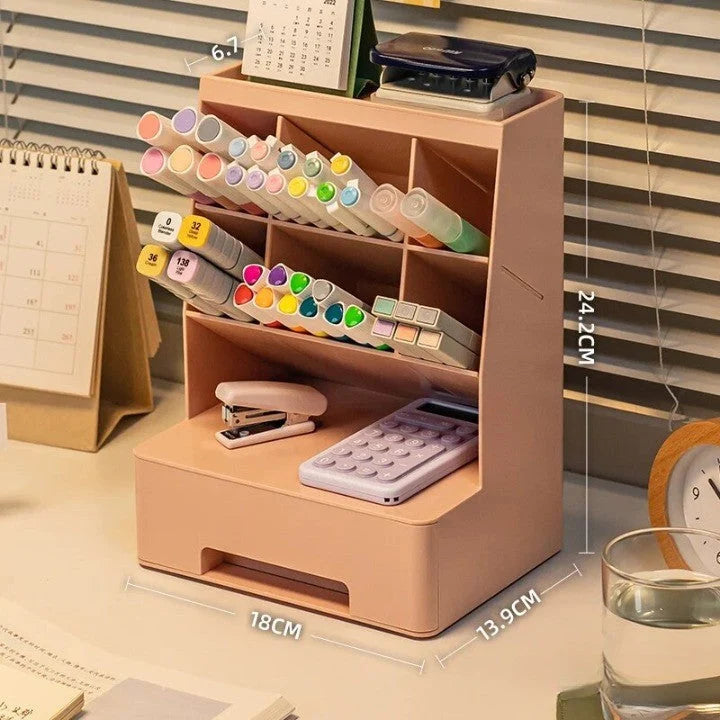 Desktop Organizer Multi-Compartment PP Storage for Office Supplies