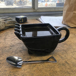 Dessert Mug Set Porcelain Excavator Design Shovel Spoon & Coaster