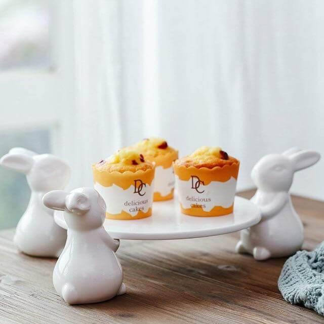 Dessert Serving Tray Ceramic Rabbit Design