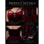 Devil Costume Gothic Lace Layered Skirt 4-Piece Set