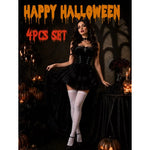 Devil Costume Gothic Lace Layered Skirt 4-Piece Set