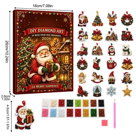 Diamond Painting Advent Calendar 24 Christmas Ornaments