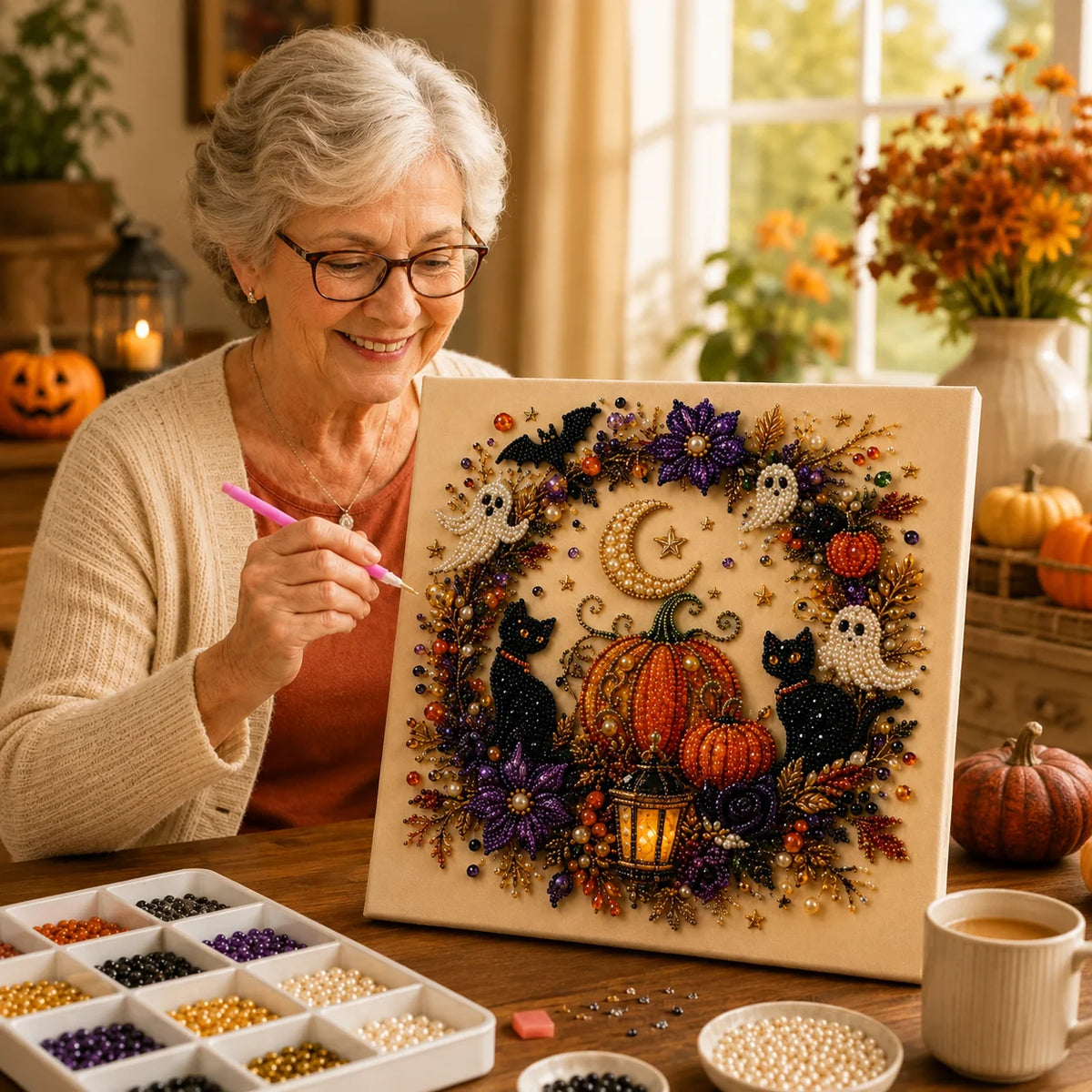 Diamond Painting Kit 3D Resin Pearl Beads Halloween