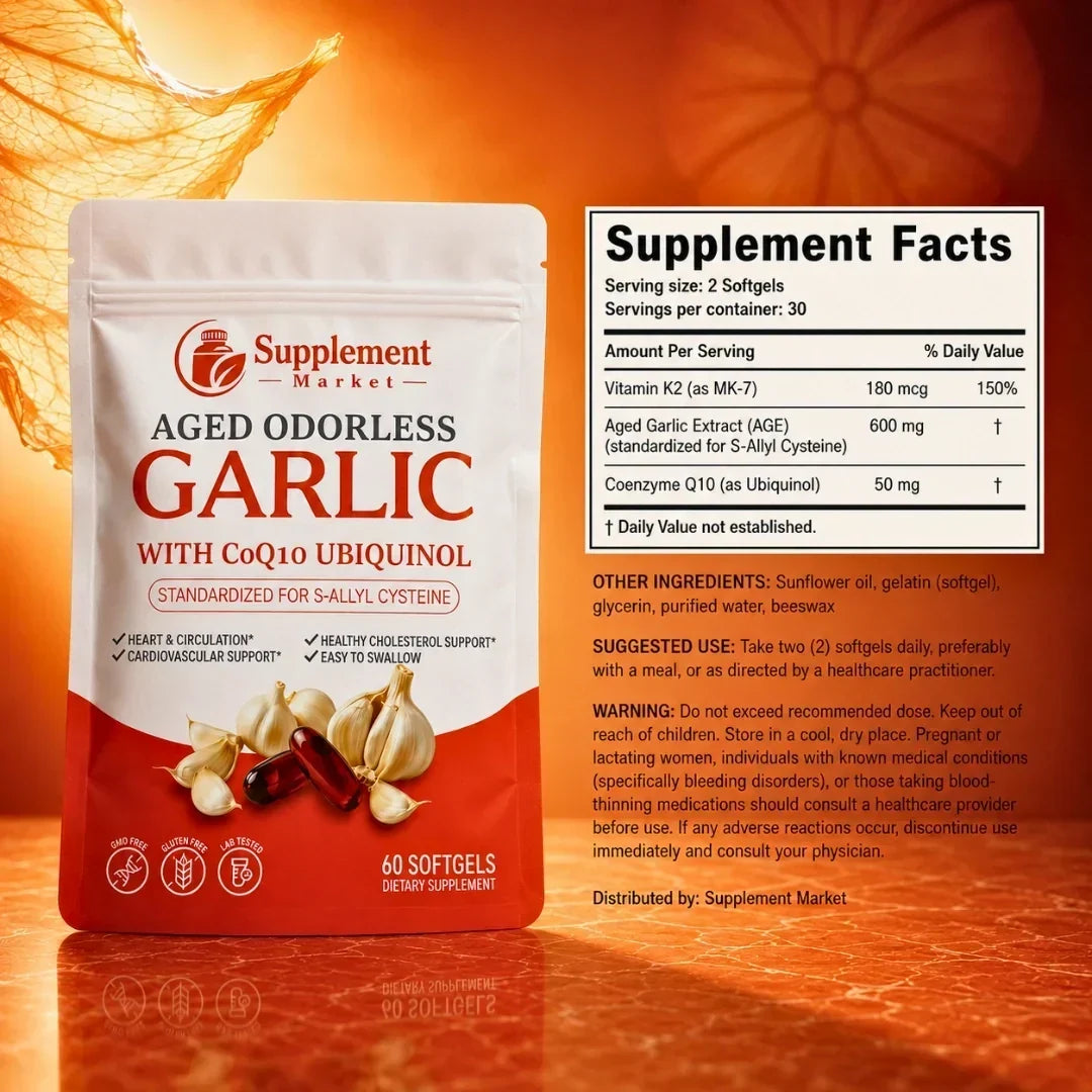 Dietary Supplement Aged Garlic & CoQ10 Odorless Softgels