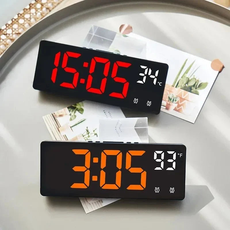 Digital Alarm Clock Clap-Activated Dual Alarms LED Mirror Display
