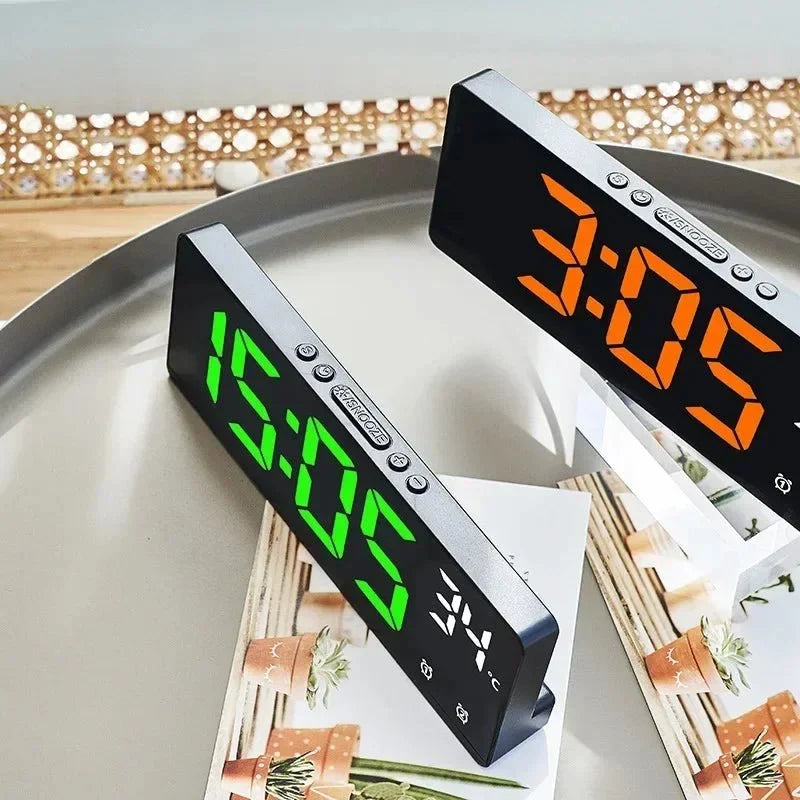 Digital Alarm Clock Clap-Activated Dual Alarms LED Mirror Display