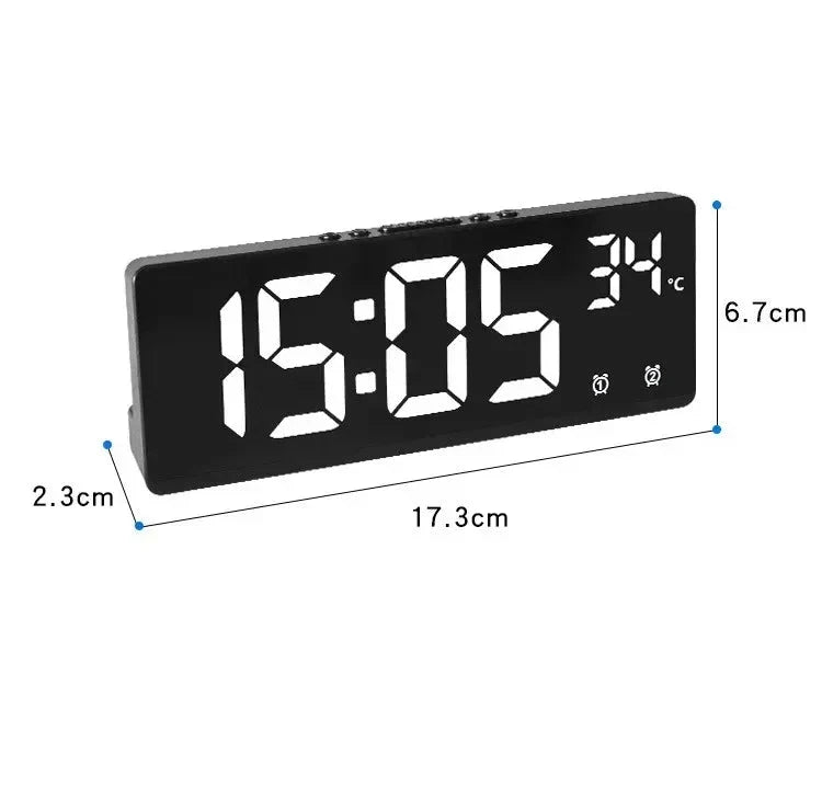 Digital Alarm Clock Clap-Activated Dual Alarms LED Mirror Display