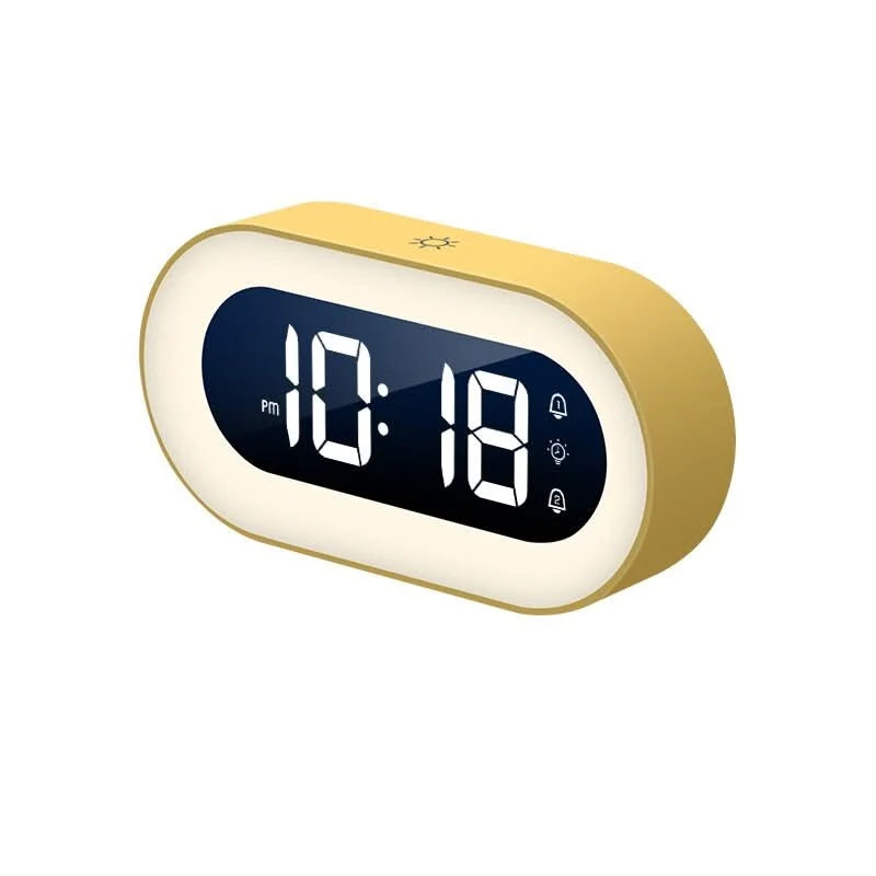 Digital Alarm Clock Dimmable Night Light Rechargeable 15-Day Battery Life