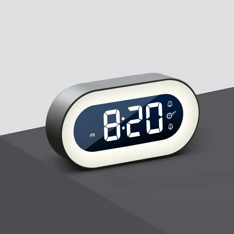 Digital Alarm Clock Dimmable Night Light Rechargeable 15-Day Battery Life
