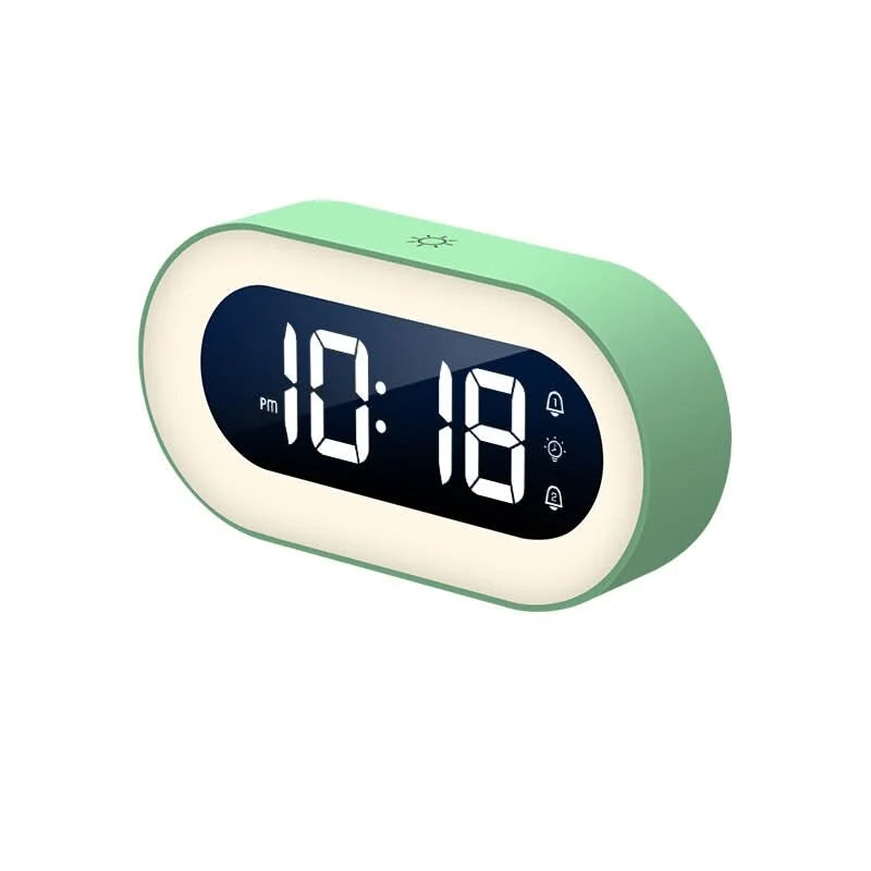 Digital Alarm Clock Dimmable Night Light Rechargeable 15-Day Battery Life