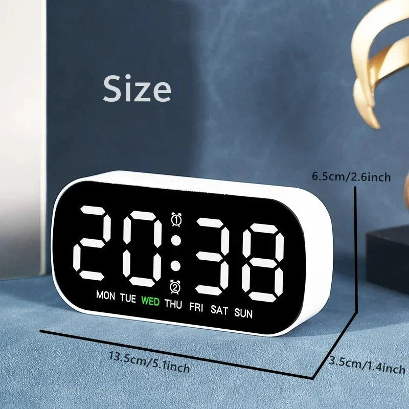 Digital Alarm Clock Dual Alarms Temperature Display