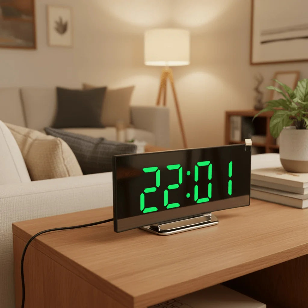 Digital Alarm Clock Large LED Display Silent Operation