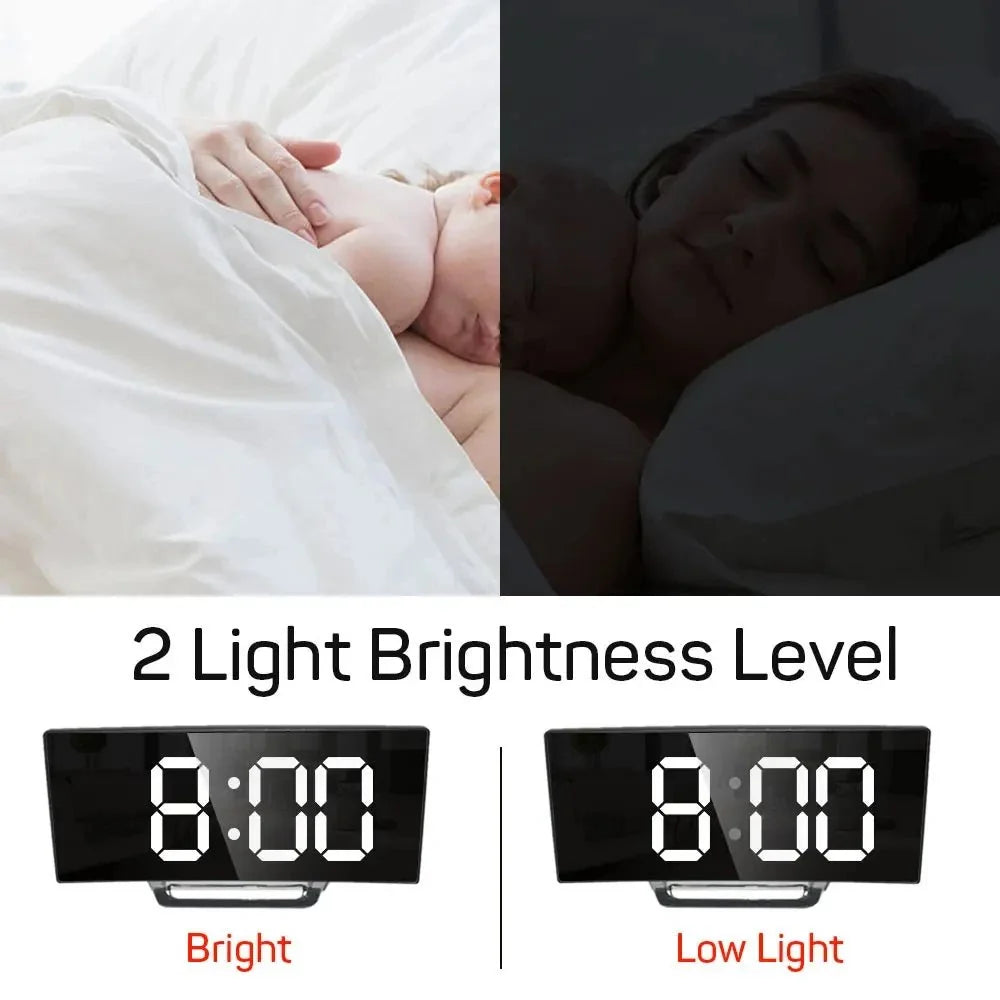Digital Alarm Clock Large LED Display Silent Operation