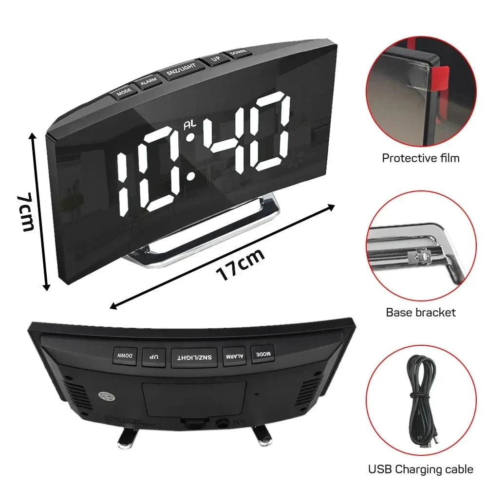 Digital Alarm Clock Large LED Display Silent Operation