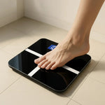 Digital Bathroom Scale USB Rechargeable Blue Backlit Tempered Glass