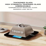 Digital Bathroom Scale USB Rechargeable Blue Backlit Tempered Glass