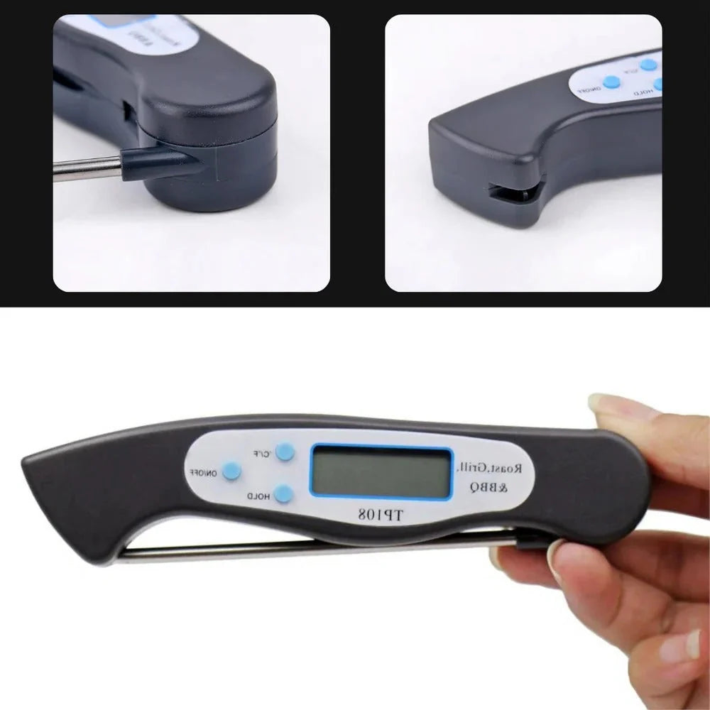 Digital Food Thermometer Instant-Read Foldable Stainless Steel Probe