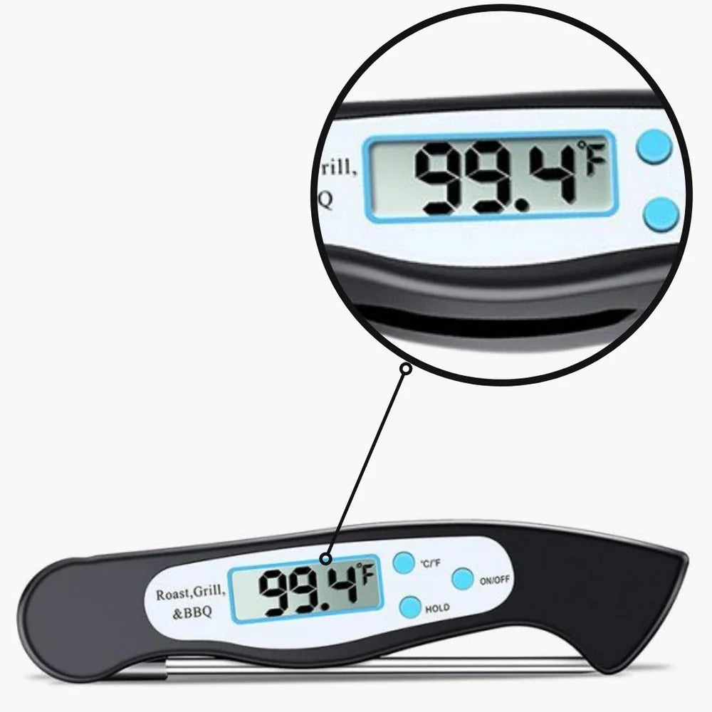 Digital Food Thermometer Instant-Read Foldable Stainless Steel Probe