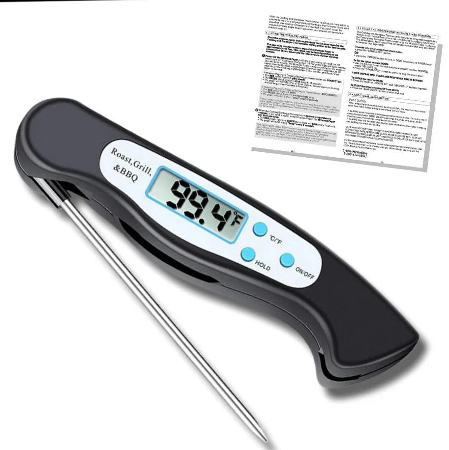 Digital Food Thermometer Instant-Read Foldable Stainless Steel Probe