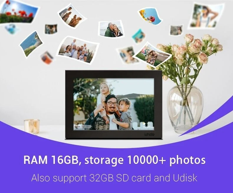 Digital Photo Frame 10.1in IPS Touchscreen WiFi & 16GB