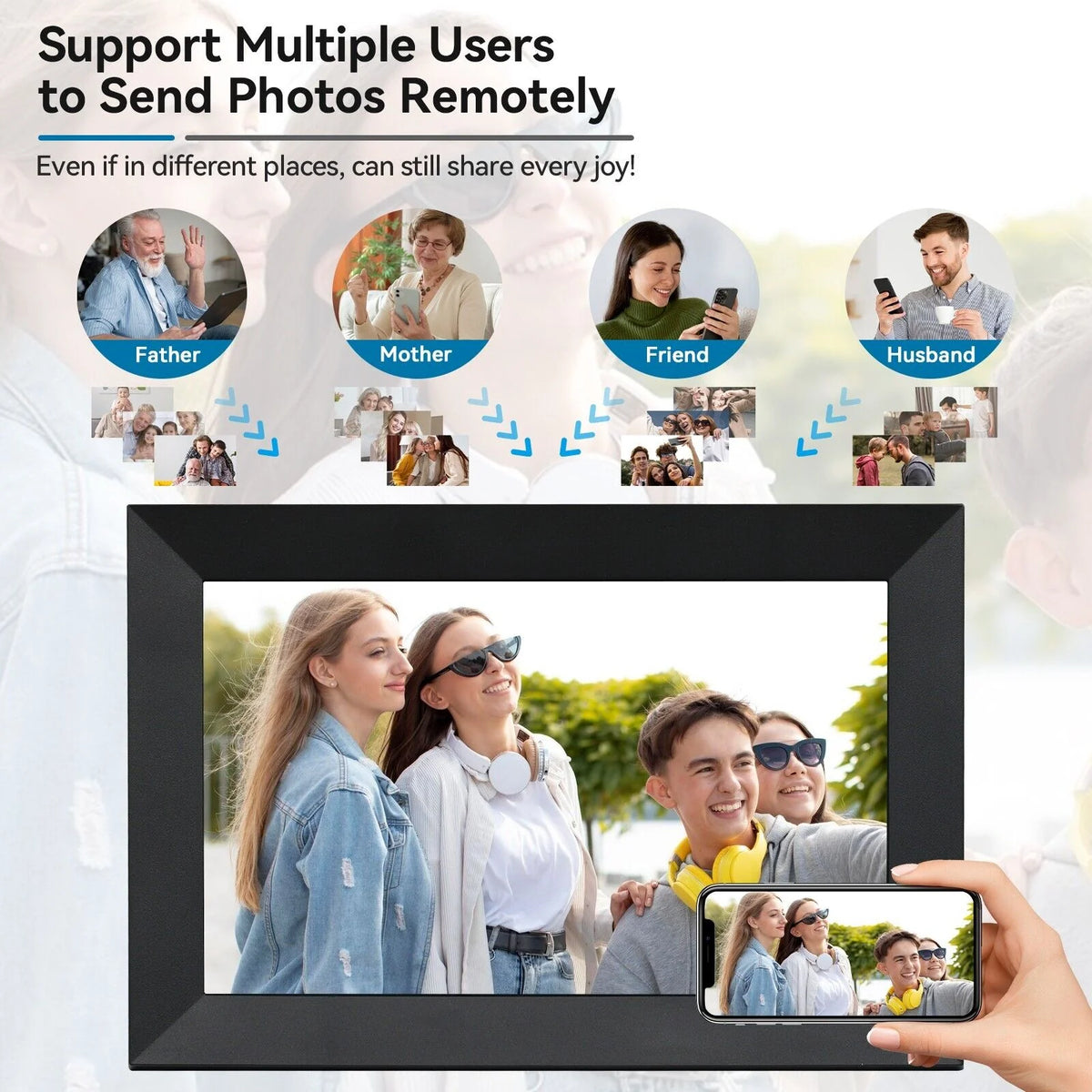 Digital Photo Frame 10.1in IPS Touchscreen WiFi & 16GB
