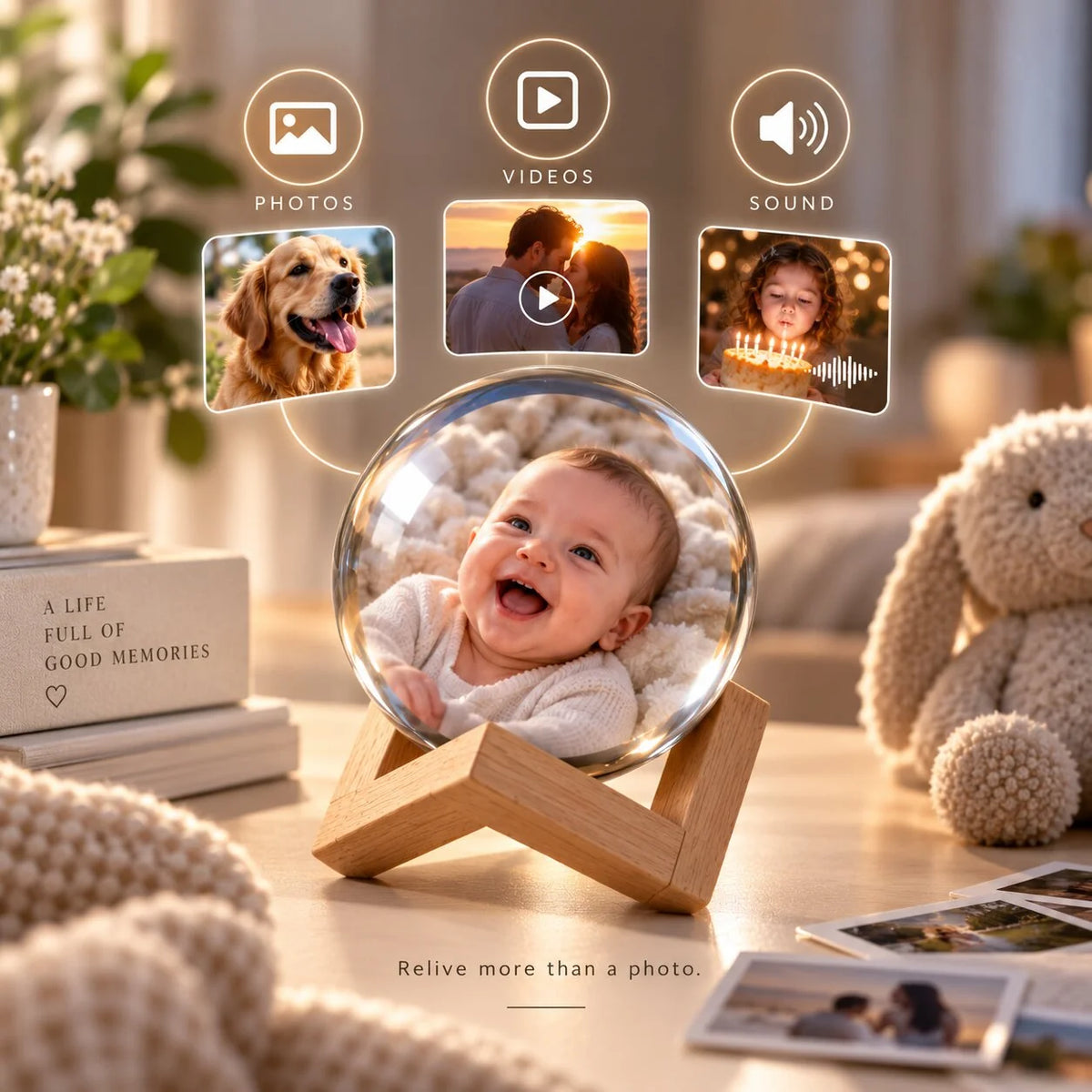 Digital Photo & Video Sphere HD Display USB-C Transfer