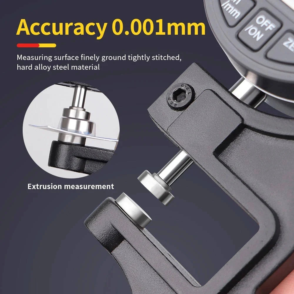 Digital Thickness Gauge 0.001 mm Accuracy Hardened Steel Surfaces