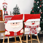 Dining Chair Cover Festive Reindeer & Snowman Machine Washable