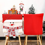Dining Chair Cover Festive Reindeer & Snowman Machine Washable