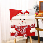 Dining Chair Cover Festive Reindeer & Snowman Machine Washable