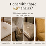 Dining Chair Covers Stretch Fit Washable Baroque Print Gold Accents