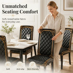 Dining Chair Covers Stretch Fit Washable Baroque Print Gold Accents